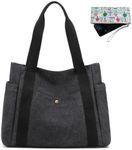 JIANLINST Canvas Women Tote Shoulder Bag Casual Retro Top Handle Satchel Handbags Shopping Bag Tote Purses Black