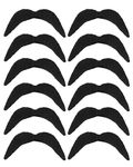 12 x Black Novelty Mexican Tash Biker 70's Movember 118 Fancy Dress Moustache Party - Fake Hair Moustache 12 Individual 70s Fancy Dress Fake Moustache Handlebar Moustaches stick on Moustache Pack