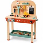 Jumini Wooden Workbench for Kids 3-7 Years | Kids Tool Bench with Real Working Vice, Chalkboard & 10 Wooden Tools | Montessori STEM Pretend Play Construction Toy | FSC Certified