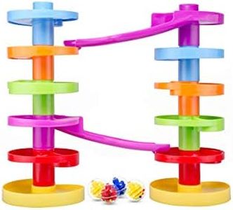 Ball Drop Educational Toy with Bridge - Advanced Spiral Swirl Ball Ramp Activity Playset for Toddlers