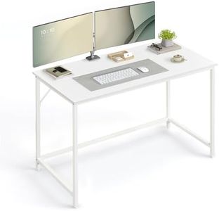 VASAGLE Scrivania per Computer, Postazione Lavoro, Scrivania da Ufficio, Studio Camera da Letto 60 x 120 x 76 cm, Stile Moderno, Struttura Metallica, Bianco Acero LWD039W01