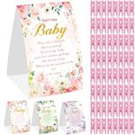 Weecent Baby Shower Games, Floral Baby Shower Games, Don't Say Baby Game, 2 Signs and 50 Mini Clothespins, Pink Baby Shower Decorations Party Favors Supplies