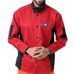 Welding Jacket Flame Resistant Cotton Heat Proof Welders Sleeved Coat PPE (Large)