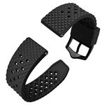 Anbeer Fluororubber Watch Band,22mm Quick Release Watch Strap for Men and Women,Black with Black Buckle