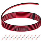 Xiatiaosann 18 Gauge Silicone Wire 18AWG 2 Conductor 600V Tinned Copper Stranded Electrical Cable Red&Black 5m/16ft Flexible Parallel Cable with 10 Pcs Heat Shrink Tube