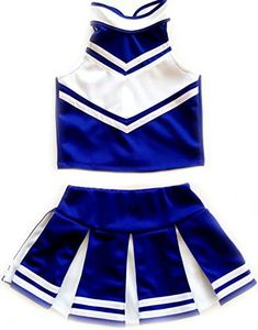 Total 2550 Little Girls' Cheerleader Cheerleading Outfit Uniform Costume Cosplay Blue/White (S / 2-5)