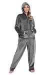 CityComfort Onesies for Women Soft Comfy Fleece Pyjamas Nightwear for Women Fluffy Fleece Onesie Lounge Wear Sizes S-XL (Charcoal, M)