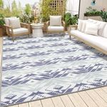 GarveeHome Indoor/Outdoor Area Rug 5x8 Moroccan Geometric Area Rug Non Slip Washable Rug Patio Rug Vintage Easy Clean Rustic Floor Carpet for Living Room Dining Room Kitchen Backyard Porch Blue