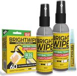 BRIGHTWIPE Antibacterial Lens Cleaning Kit - Kills 99.99% of Bacteria - Removes Fingerprint, Dirt & Oil - Best for Eyeglasses & Other Lenses - 2x 30ml Lens Spray, 60 pcs Lens Wipes, 1x Stopfog Gel