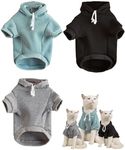 QWINEE 3Pcs Basic Dog Hoodie, Dog Warm Jacket, Cat Apparel, Dog Shirt, Dog Clothes for Puppy Kitten Small Medium Dogs Cats Black Green and Grey Small