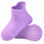 AHC Cotton Anti Skid Anklet Socks For Kids(1-3 Years)|Plain Color|Ankle Length Grip Socks For Boys & Girls|Comfortable & Durable Kids Socks|Baby Products|Boy & Girl Baby Socks., Purple