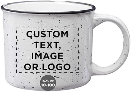 DISCOUNT PROMOS Custom Ceramic Campfire Coffee Mugs 13 oz. Set of 100, Personalized Bulk Pack - Perfect for Tea, Espresso, Cappuccino, Hot Cocoa - White
