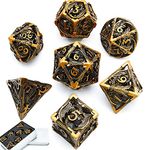 Pure Copper Hollow Metal Dice Set DND Polyhedral D&D Dragon Dice with Metal Gift Box for Dungeons and Dragons Pathfinder Shadowrun Role Playing Games Dice RPG