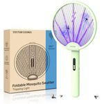 CostarMatter Mosquito Killer Racket, Foldable Mosquito Bat with UV Light, 3400V, 2 in 1 Auto Mosquito Killer, Racket for Mosquitoes, Electric Fly Swatter with Lithium-ion Battery, Green