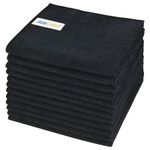 Sinland Microfiber Cleaning Cloths Dish Cloth Absorbent Kitchen Lint Free Cleaning Cloth Dish Rags Lens Cloths (Black, 12Inchx12Inch)