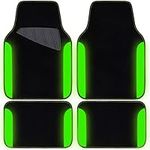 CAR PASS Fluorescent Leather & Waterproof Car Carpet Floor Mats, Universal Car Mats Fit for SUV,Vans,sedans, Trucks,Set of 4pcs Car Carpet with Anti-Slip nibbs Driver Heel Pad (Black Green Lime)