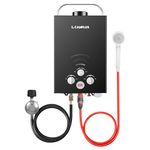 CAMPLUX Portable Tankless Water Heater 1.58 GPM, BW158B Outdoor Propane Water Heater Camping, 41,000 BTU, Black