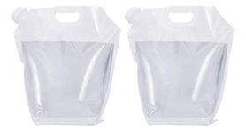 Syga 5 Liters Portable Collapsible Water Storage Tank Water Container Water Carrier Lifting Bag Camping Hiking Survival Kit Tool-White, Pack of 2