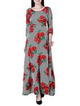 The Bebo Striper Red Flower Maxi Dress For Women (Size XXL)