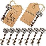 SHUNING 50Pcs Key Bottle Opener Wedding Souvenirs Vintage Beer Opener Keychain with Paperboard Tag Card Party Favours Event Party Supplies (8cm)