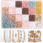 LFLIUN Clay Beads Bracelet Making Kit, Bracelet Making kit Flat Preppy Beads for Friendship Bracelets, Polymer Clay Beads with Charms for Jewelry Making, Crafts Birthday Gifts for Girls