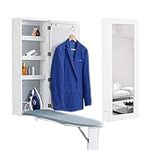 Organizedlife Wall Mounted Ironing Board with Storage Cabinet,Built in Ironing Board & Folding Support Leg, Wall-Mounted Mirrors for Home, Apartment & Small Spaces