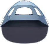 WhiteFang Beach Tent Anti-UV Portable Sun Shade Shelter for 6 Person, Extendable Floor with 3 Ventilating Mesh Windows Plus Carrying Bag, Stakes and Guy Lines (Sierra Blue)