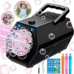 Bubble Machine - Bubble Machine for Kids 18000+ Bubbles Per Minute with 2 Speeds Portable Bubble Blower Operated by Plugin or Batteries (BLACK)