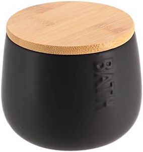 EVIDECO French Home Goods Bath D Dolomite Round Cotton Box Black-Bamboo Top