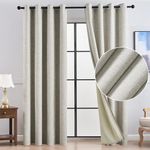 Topfinel Linen Curtains Natural Thermal Blackout Curtains 90 x 54 for Bedroom Eyelet Curtains Modern Decoration for Livingroom,117 x 228CM,2 Panels