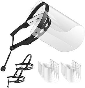EWA Adjustable Face Shield（2pack+10visors）, All-Round Protection Cap with Clear Anti-Fog Shields, Lightweight Transparent Face Shields(2 Support Frame + 10 Replaceable Visors+ 4 Sponge Strips)-Black
