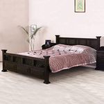 SHREE NATURAL Solid Sheesham Wood Queen Size Bed Without Storage for Bedroom Furniture | Wooden Queen Double Bed for Home - (Teak Finish)