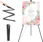 Easel Stand for Wedding Sign & Poster 63'' Tripod Collapsible Portable Artist Floor Easels for Display Show - Easy Folding Telescoping Adjustable Art Poster (Black)