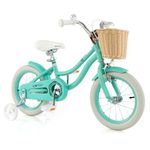 BABY JOY Kids Bike, 14 Inch Kids Bicycles for 3-5 Years Old Children with Training Wheels, Adjustable Height, Handbrake & Coaster Brake, Boys Girls Bike (Green)