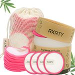 AXATY 3-Layers 20 Reusable Makeup Remover Pads-Organic Bamboo Cotton Rounds Eco-Friendly Reusable Face Pads Makeup Remover for All Skin Types with Cotton Draw String Laundry Bag (20 Pads Set)