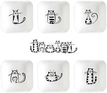 Super Cute Cat Ceramic Sauce Dish,Mini Side Seasoning Dish,Condiment Dishes,Sushi Soy Dipping Bowl,Snack Serving Dishes,Meow Porcelain Small Saucer Set(Set of 6) (7.8cm)