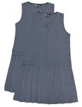 Pack of 2 - Girls Pleated School Pinafore (Whitby) Heart Zip Grey 3-16 Years