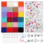 ZesNice Friendship Bracelet Making Kit, 4mm 6000pcs+ Bracelet Beads for Jewelry Making Kit - Glass Seed Beads and Letter Alphabet Beads - Arts & Crafts Kits for Birthday Gifts Girls