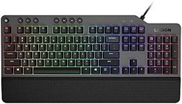 Lenovo GY40T26478 Legion K500 RGB Mechanical Gaming Keyboard, 3 Zone Full-Size Keyboard, 7 User Programmable Hot Keys; 16.8 Million Colors, 50 Million-Click Red Mechanical Keys, Detachable Palm Rest