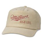 AMERICAN NEEDLE Miller High Life Beer Unisex Adjustable Snapback Baseball Hat, Printed Corduroy (Khaki), One Size