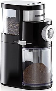 ROMMELSBACHER EKM 200 Coffee Grinder – Aroma-Saving Disc Grinder, Adjustable Grinding Level from Coarse to Fine, 2-12 Servings, Capacity Bean Container 250 g, 110 Watt, Black