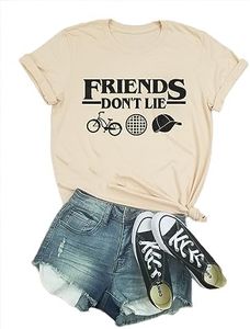 Friends Don't Lie Tshirt Womens Graphic Tees Vintage T-Shirts for Teen Girls, Cream#, Large