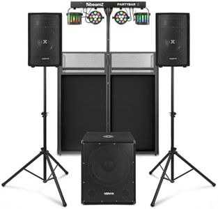 Vonyx VX0812BT 2.1 Active DJ Speaker Package with Subwoofer, DJ Setup, Bluetooth, Disco Light Bar & Foldable Booth - Portable System for Pubs, DJs, and Small Venues