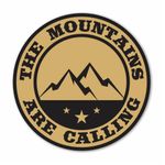 The Mountains Are Calling - Gold & Black Colour, Vinyl Decal Bumper Sticker Outdoor Camping Hiking Rock Climbing Off Road SUV Truck Decal