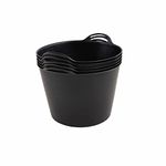 BiGDUG Plastic Flexi Tubs (42 Litre) - Pack of 5 - Black - Heavy Duty Flexible Storage Bucket - Multi Purpose Round Container