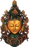Dattatreya Brass Goddess Tara Wall Hanging Mask (Tibetan Buddhist Deity), Height : 12 inch