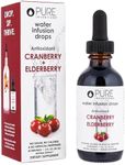 Pure Inventions Cranberry & Elderberry Water Infusion Drops - No Sugar, Calories, or Artificial Sweeteners - 60 Servings - 2oz