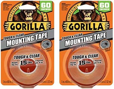 Gorilla Tough & Clear, Double Sided Mounting Tape, Weatherproof, 1" x 60", Clear, (Pack of 2)