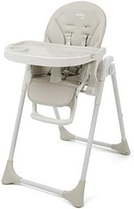 BABYLO Nosh from Birth High Chair, Adjustable + Folding with 7 Height, 3 Seat Positions Including Lie Flat, No Assembly Required, Dove Grey
