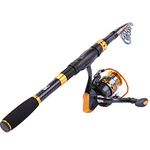 Sougayilang Fishing Rod Reel Combos Carbon Fiber Telescopic Fishing Pole with Spinning Reel for Travel Saltwater Freshwater Fishing-2.1M